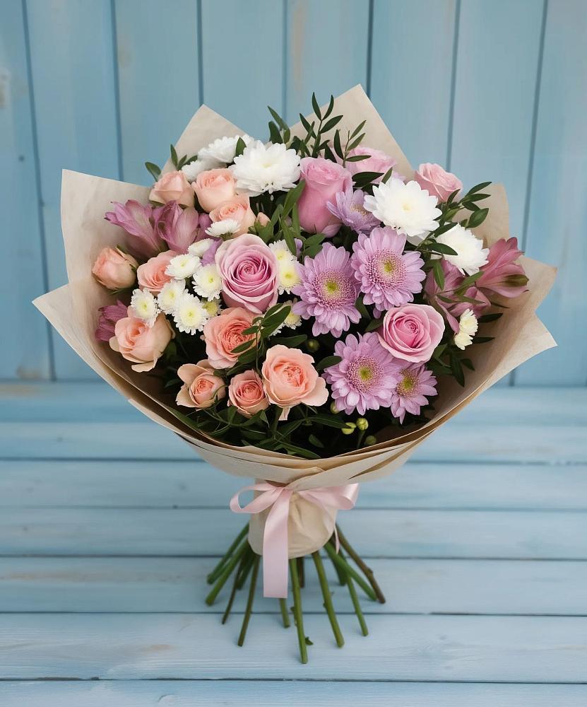 Букет цветов из: Хризантемы, Розы и Альстромерии в Яреге