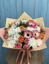 Букет цветов из:  Розы, Герберы и Хризантемы в Яреге