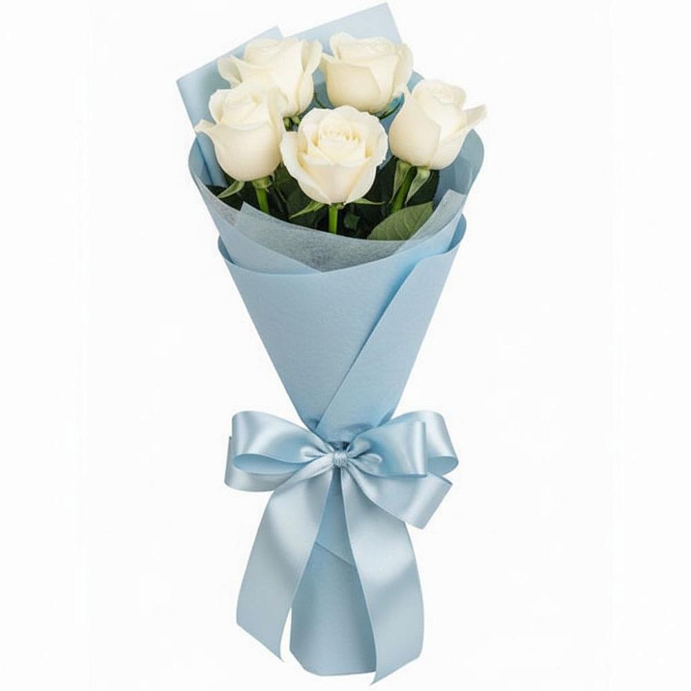 Букет 5 Белых роз Проуд в Яреге