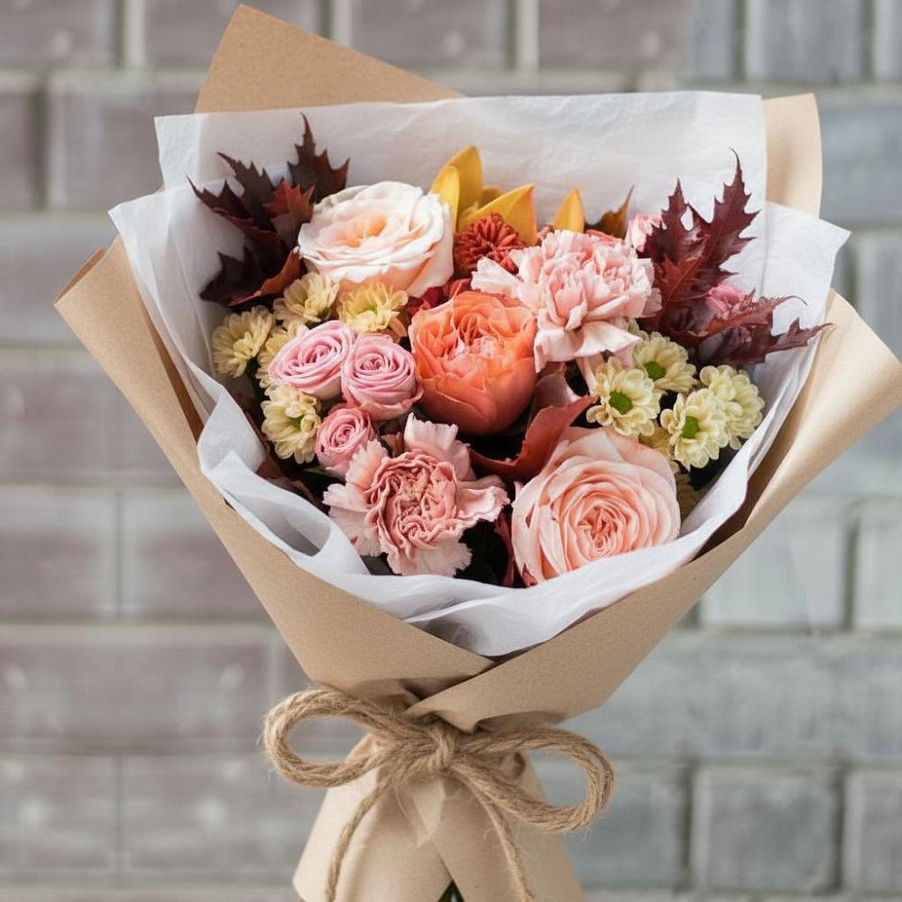 Букет цветов из: Гвоздики, Хризантемы и Розы в Яреге