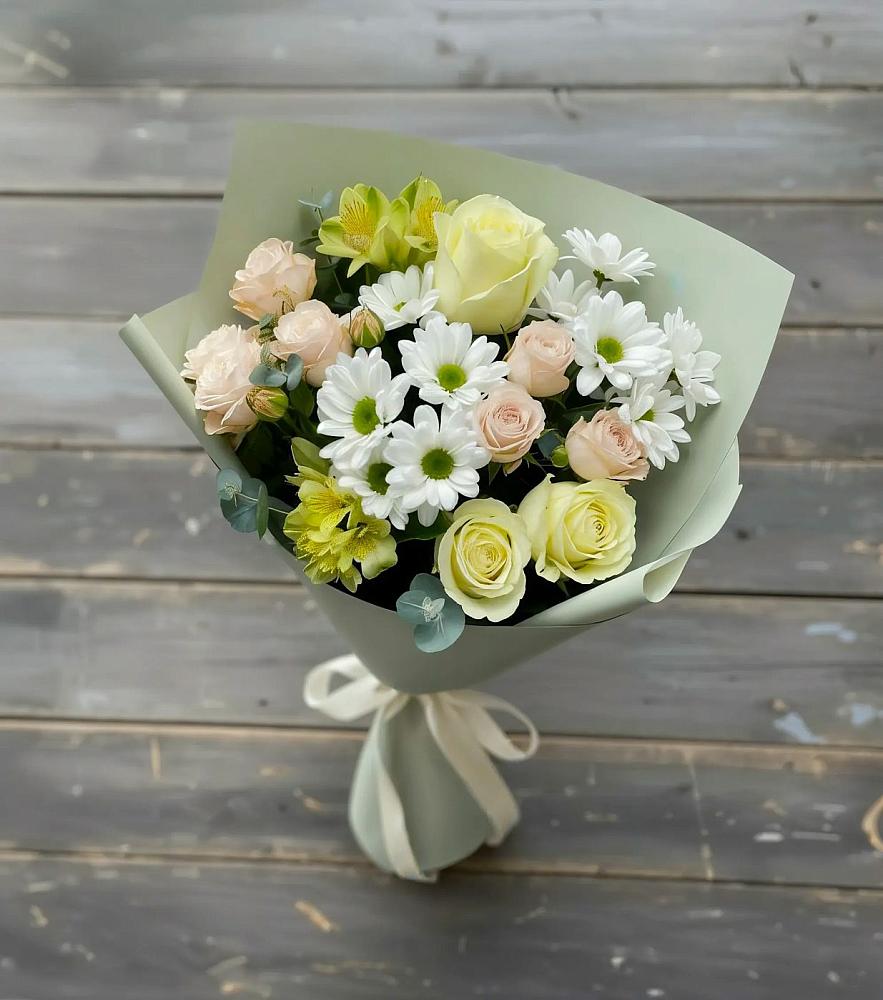 Букет цветов из: Альстромерии, Розы и Хризантемы в Яреге