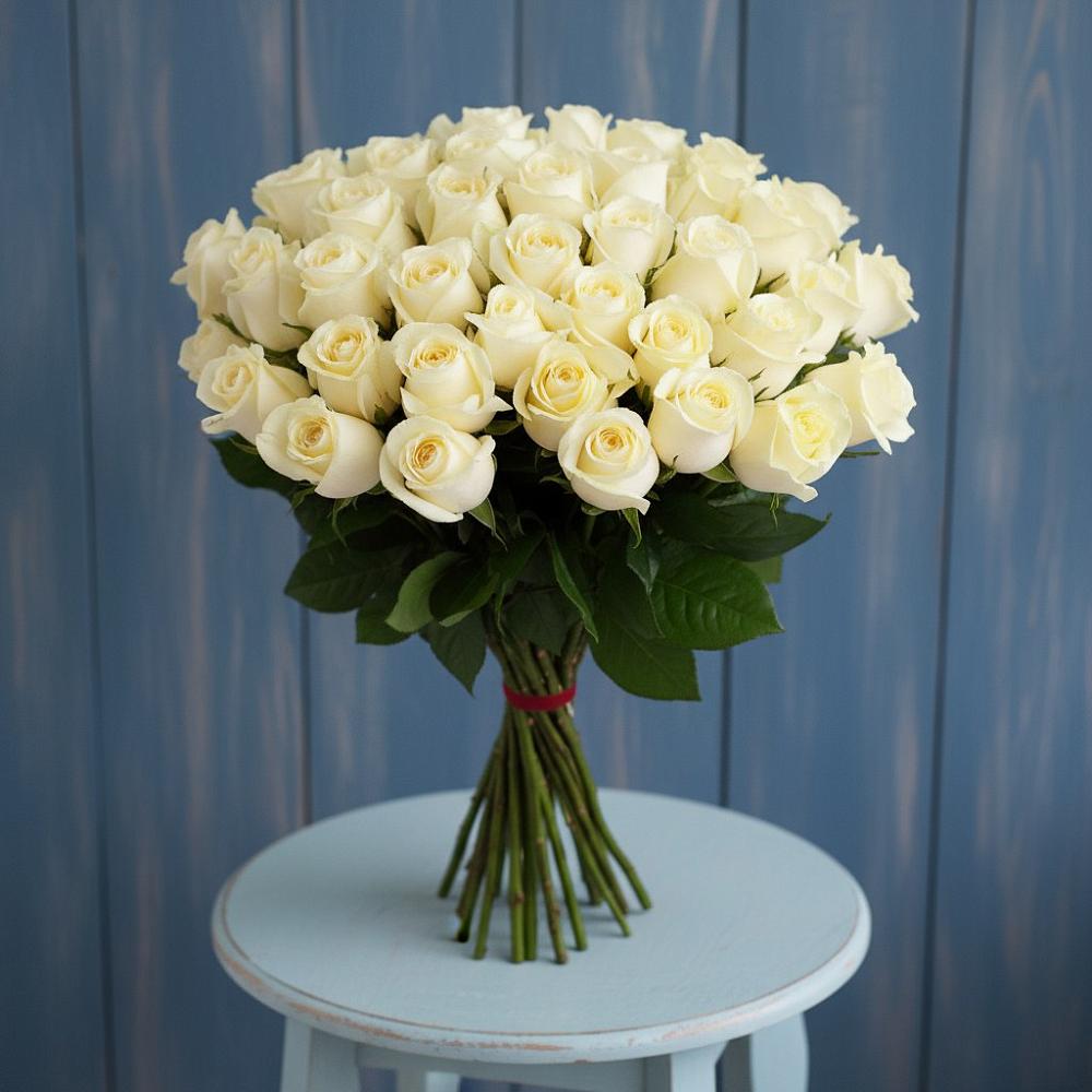 Букет 51 Белая роза Эдлесс Лав в Яреге