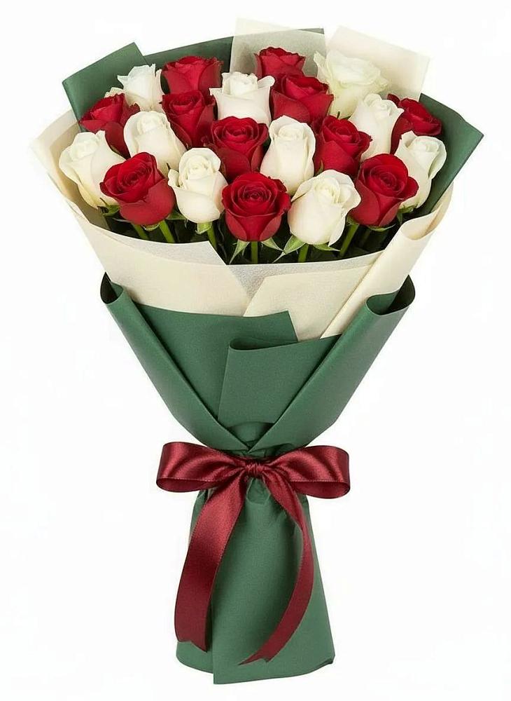 Букет Микс из красных и белых роз в Яреге