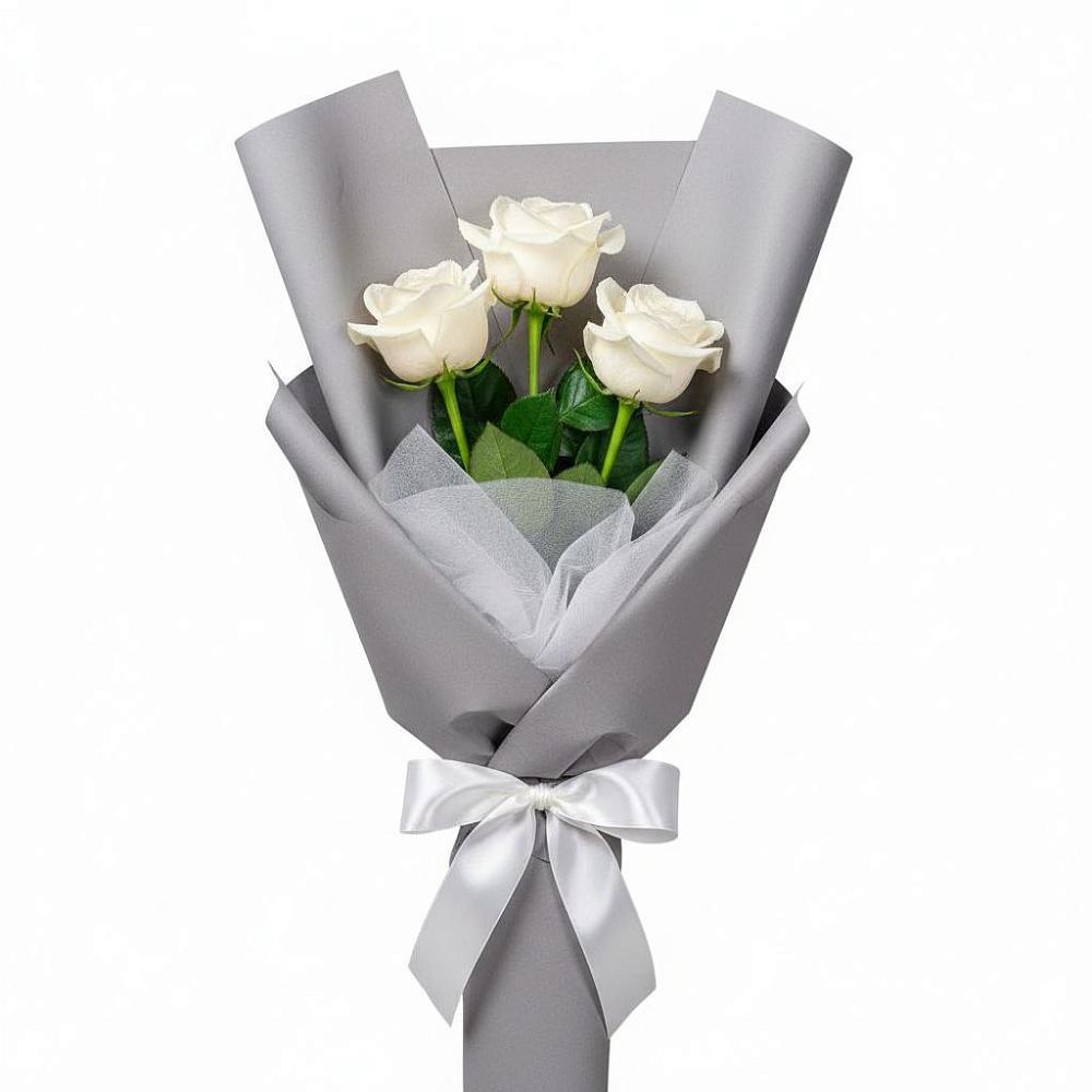 Букет 3 белые розы в Яреге