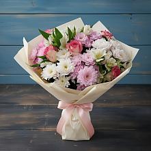 Букет цветов из:  Хризантемы, Альстромерии и Розы в Яреге