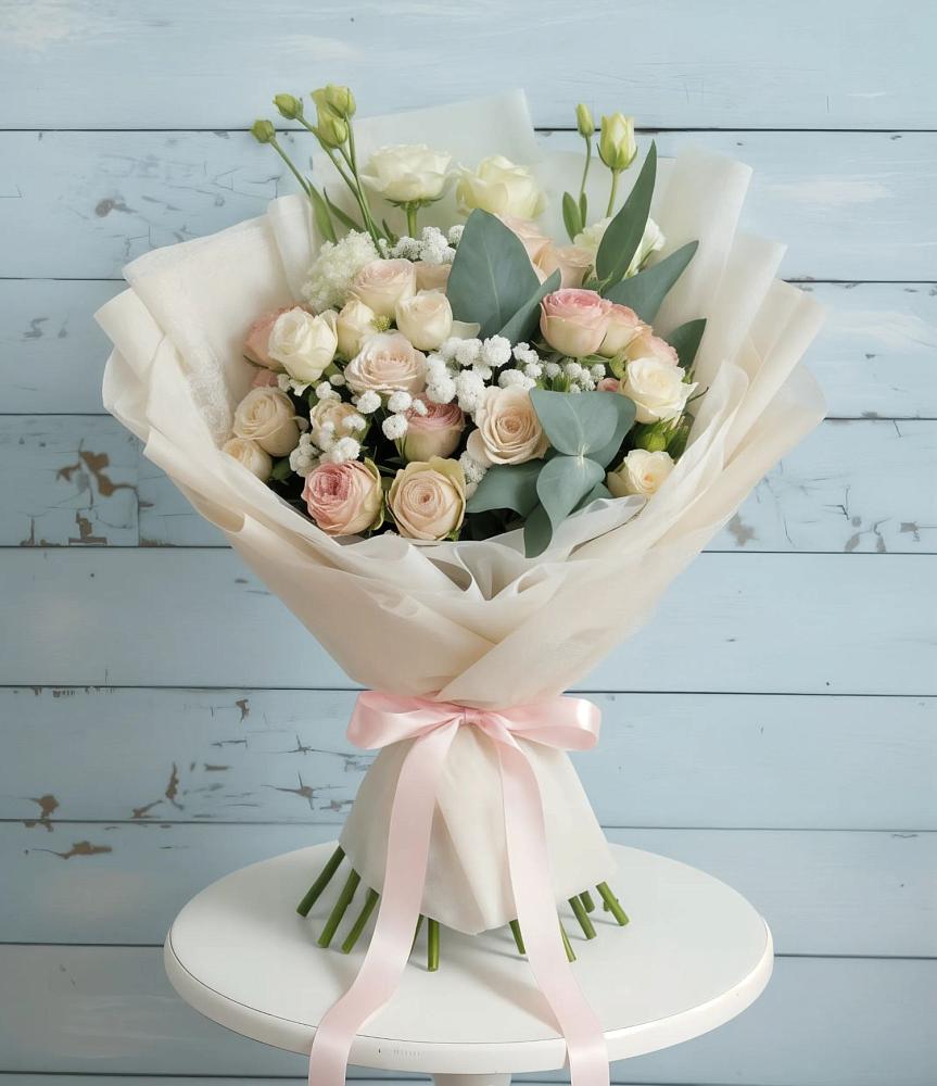 Букет цветов из: Розы и Лизиантусы в Яреге